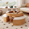 Elegant White and Brown Coffee Table with Natural Wood and Sintered Stone Top fjnl - 1599MUTUKISPACE