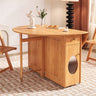 Elegant Natural Wood Dining Table - Brown Ash & Oak Wood with Glass and Rattan Accents fjnl - 1605MUTUKISPACE