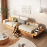 Beige Solid Wood Sofa with Plush Latex and Down Blend in Luxurious Leathaire Finish fjnl - 1606MUTUKISPACE