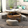 Elegant Sintered Stone Coffee Table with Stainless Steel Frame and PU Leather Linen Finish fjnl - 2449MUTUKISPACE