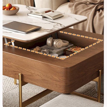 Sleek Sintered Stone & Stainless Steel Coffee Table with Elegant Linen Accents fjnl - 2452MUTUKISPACE