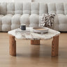 Modern Marble Ash Wood Tea Table - Elegant Living Room Centerpiece fjnw - 4534MUTUKISPACE