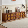 Vintage Pine Bedside Cupboard with Artistic Silk Panels for Stylish Storage fjnw - 4542MUTUKISPACE