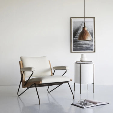 Modern Cotton - Ramie Lounge Chair with Ash Wood Accents - Stylish Comfort for Your Living Space fjnw - 4547MUTUKISPACE
