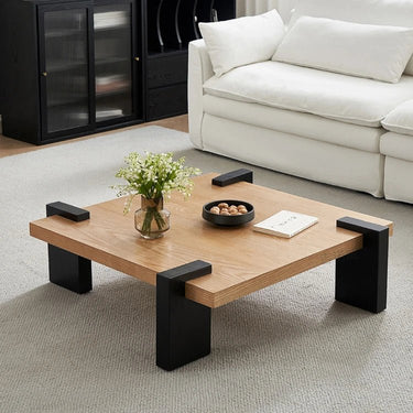 Modern Ash Wood Tea Table with Sleek Black Accents - Perfect for Stylish Living Rooms fjnw - 4550MUTUKISPACE