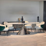 Luxurious Table with Marble Top and Carbon Steel Base for Modern Interiors fjx - 2639MUTUKISPACE