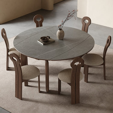 Modern Ash Wood Table with Elegant Sintered Stone Top fjx - 2661MUTUKISPACE