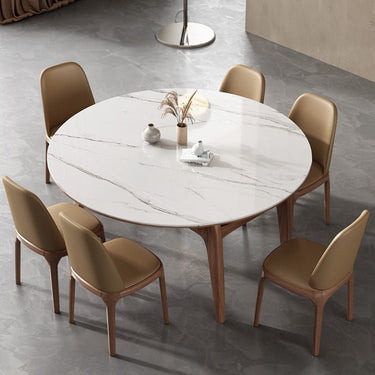 Modern Ash & Oak Wood Dining Table with Sintered Stone Top fjx - 2667MUTUKISPACE