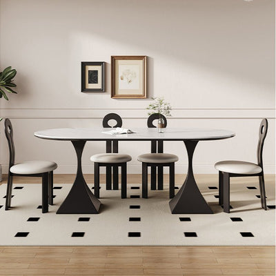 Sleek Modern Table - Sintered Stone & Carbon Steel Design for Stylish Living