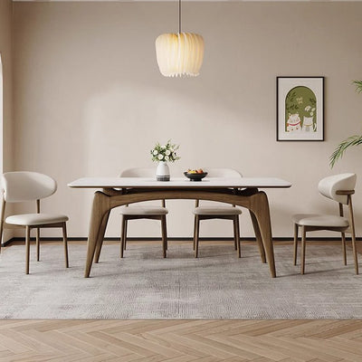 Modern Ash Wood Dining Table with Sintered Stone Top – Stylish & Durable Centerpiece for Kitchen or Dining Room