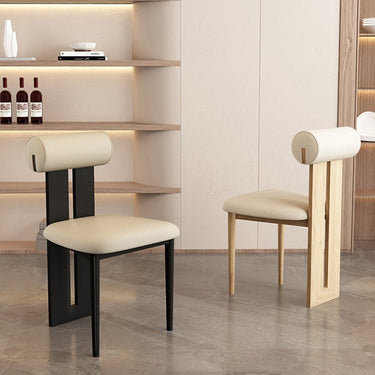 Solid Wood Chair with Microfiber Leather and Linen Upholstery - Stylish and Durable Seating Solution fjx - 2677MUTUKISPACE