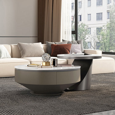 Luxurious Sintered Stone Coffee Table with Stainless Steel and Solid Wood fjx - 2678MUTUKISPACE