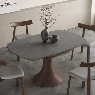 Luxurious Oak Wood & Sintered Stone Table - Perfect for Elegant Dining Spaces fjx - 2681MUTUKISPACE
