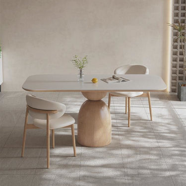 Stylish Ash Wood Table with Durable Sintered Stone Top for Modern Homes fjx - 2682MUTUKISPACE