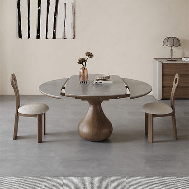 Modern Ash Wood & Solid Wood Table with Sleek Sintered Stone Top fjx - 2683MUTUKISPACE
