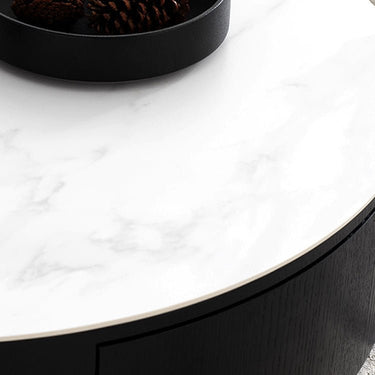 Sleek Sintered Stone Coffee Table with Durable Carbon Steel Frame fjx - 2691MUTUKISPACE