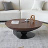 Modern Walnut Wood & Tempered Glass Coffee Table - Solid Wood and Stainless Steel Design fjx - 2694MUTUKISPACE