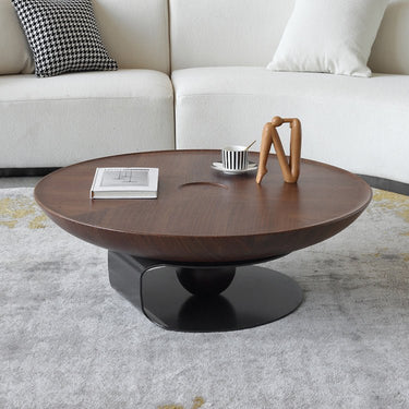 Modern Walnut Wood & Tempered Glass Coffee Table - Solid Wood and Stainless Steel Design fjx - 2694MUTUKISPACE