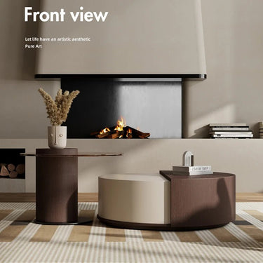 Modern Tempered Glass Tea Table with Sleek Design and Unique Storage fkb - 4368MUTUKISPACE