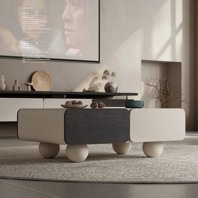 Modern Multi-layer Board Coffee Table with Ceramic Sintered Stone Top for Living Rooms