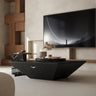 Modern Geometric Tea Table with Solid Wood and Tempered Glass Accents fkb - 4387MUTUKISPACE