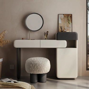 Chic Faux Lambswool Stool - Modern Comfort for Your Space fkb - 4392MUTUKISPACE