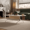Sleek Multi - Layer Board Tea Table with Stainless Rattan Design and Synthetic Leather Accents fkb - 4393MUTUKISPACE