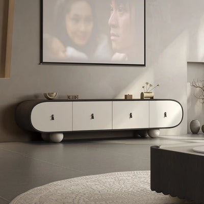 Modern Solid Wood TV Cabinet with Sleek Design - Multi-layer Storage Solution