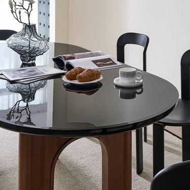 Elegant Oak Wood and Tempered Glass Table - Solid Wood Design fld - 2755MUTUKISPACE