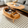 Oval Coffee Table with Hidden Storage – Sleek Wood Design for Living Room fls - 5330MUTUKISPACE