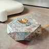 Hexagonal Ceramic Sintered Stone Coffee Table with Wood Base – Stylish Home Centerpiece flsd - 5186MUTUKISPACE