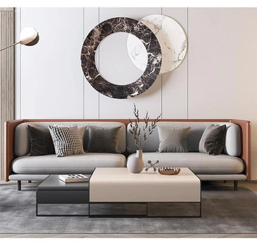 Faux Leather & Carbon Steel Coffee Table – Modern Accent for Living Room flsd - 5187MUTUKISPACE