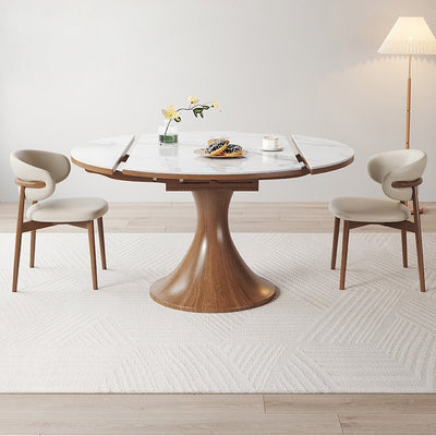Elegant Glossy White Sintered Stone Table with Oak Wood Base for Modern Interiors fmbs - 003MUTUKISPACE