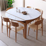 Sleek Brown Frame Table with Natural Sintered Stone & Ash Wood Finish fmbs - 007MUTUKISPACE
