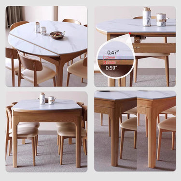 Sleek Brown Frame Table with Natural Sintered Stone & Ash Wood Finish fmbs - 007MUTUKISPACE