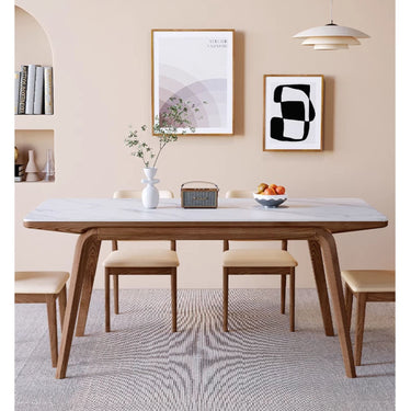 Elegant Brown Frame Table with Natural Sintered Stone and Ash Wood Finish fmbs - 009MUTUKISPACE