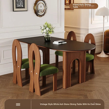 Sintered Stone Dining Table with Ash Wood Base – Elegant Table for Modern Interiors fme - 3124MUTUKISPACE