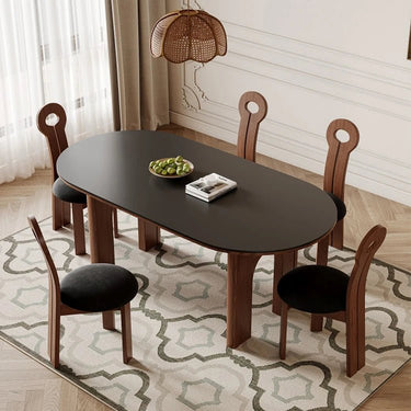 Oval Dining Table with Ash Wood and Sintered Stone – Contemporary Dining Room Centerpiece fme - 3125MUTUKISPACE