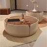 Walnut Wood top and Beige Round Coffee Table – Modern Accent for Stylish Living Room fme - 3127MUTUKISPACE