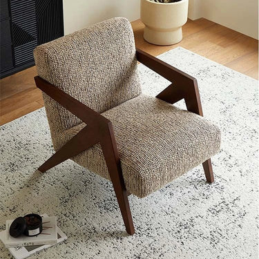 Cotton Linen Accent Chair with Wooden Frame – Modern Living Room Comfort fme - 3132MUTUKISPACE