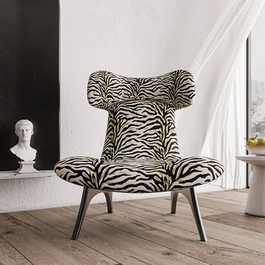 Zebra Print Corduroy Accent Chair – Eye - Catching Modern Living Room Seat fme - 3138MUTUKISPACE