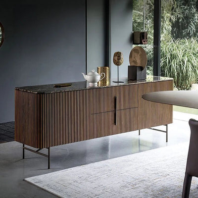 Sleek Marble and Stainless Steel Cabinet with Modern Design Elements