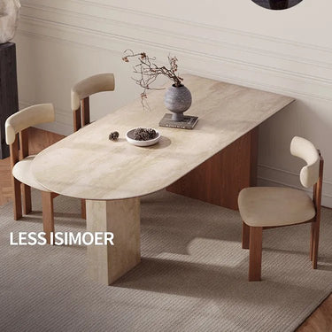 Modern Sintered Stone Dining Table with Solid Wood Accents - Elegant Design for Your Dining Room fmus - 4078MUTUKISPACE