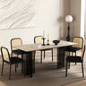 Sleek Sintered Stone Dining Table with Glass Base and Acrylic Finish – Modern Elegance for Your Dining Room fmus - 4082MUTUKISPACE