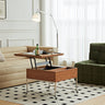 Elegant Multi - Material Light Brown Black Cherry Wood Coffee Table – Modern Design with Metal Accents fmy - 685MUTUKISPACE
