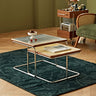 Chic Solid Wood & Glass Coffee Table with Black Stainless Steel & Rattan Accents fmy - 689MUTUKISPACE