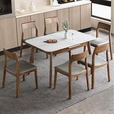 Elegant Brown Sintered Stone Table with Ash Wood Accents fnl - 265MUTUKISPACE