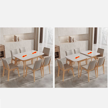 Elegant Natural Sintered Stone Dining Table with Ash Wood Finish fnl - 266MUTUKISPACE