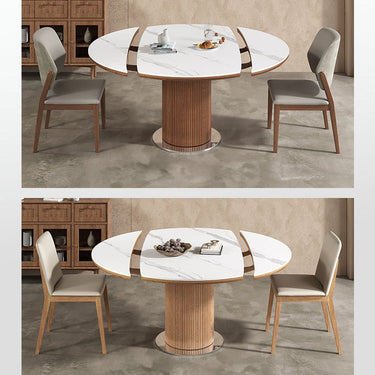 Elegant Sintered Stone & Ash Wood Table with Sleek Stainless Steel Accents fnl - 272MUTUKISPACE