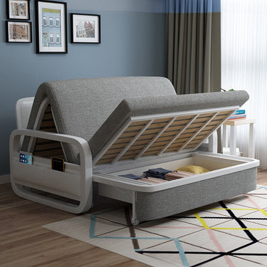 Versatile Solid Wood Sofabed - Dark Blue, Pink, Light Gray, Khaki, Beige, Orange - Durable Cotton - Linen Upholstery fnm - 947MUTUKISPACE